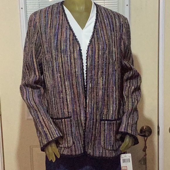 NWT Multicolor Striped Open Blazer by Dana Buchman - Picture 1 of 11